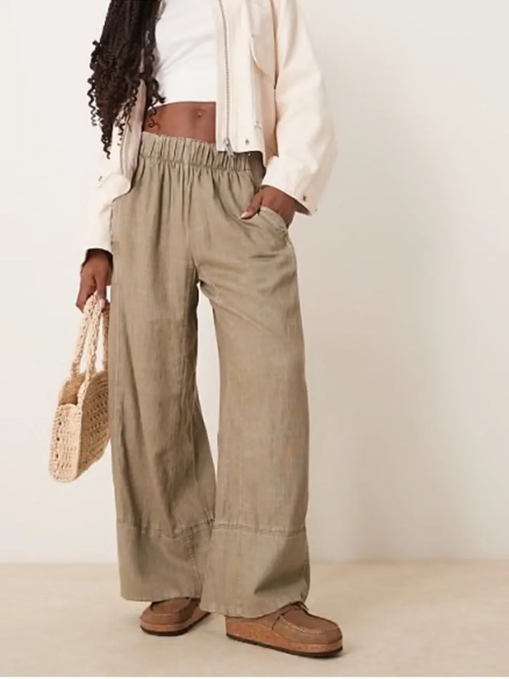 Free People Day's End Linen Pull-On Pants